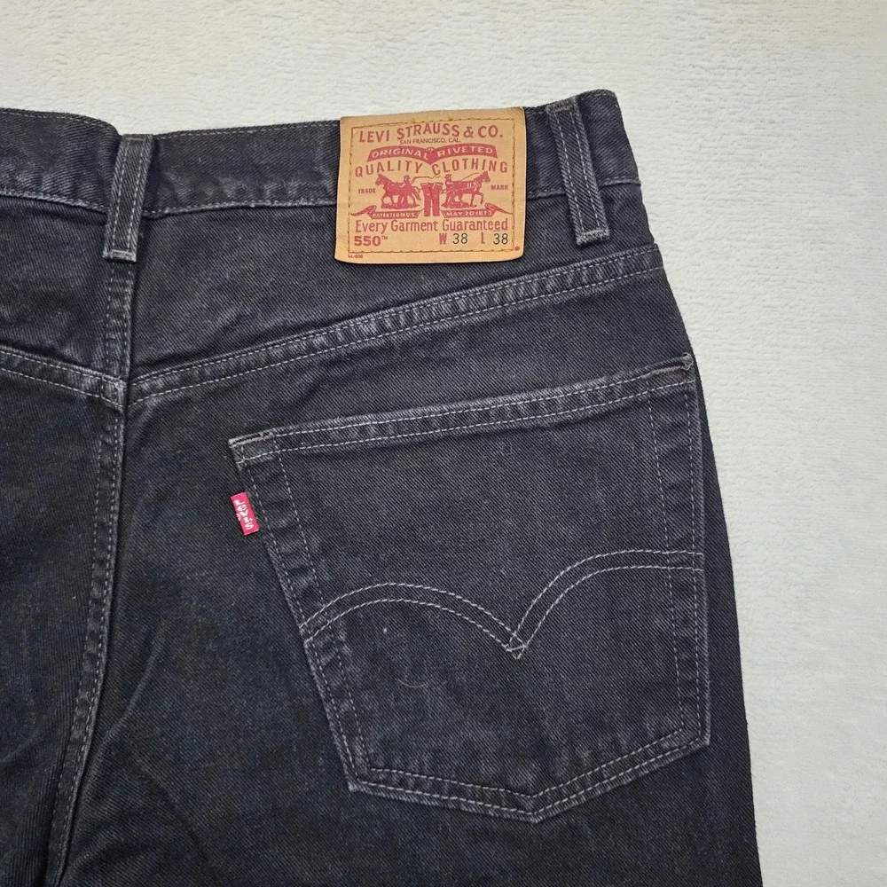 Levi's‎ 550 Relaxed Fit Jeans Mens 36x38 Tall Black Denim Tapered Vintage Skater